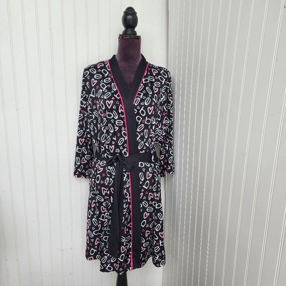 BEBE Sleepwear Women's Soft Jersey Stretch Black Pink Pajama Plus Size 2X - Picture 1 of 15